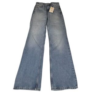 !!!!!!! SOLD !!!!!!!!! Size 2 Blue Cotton Mid Rise Full Length Wide Leg Preppy